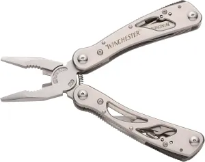 Winchester Knives Multi Tool with Steel Construction, Textured Grips, and 13 Integrated Tools; Includes Sheath, Large, Silver