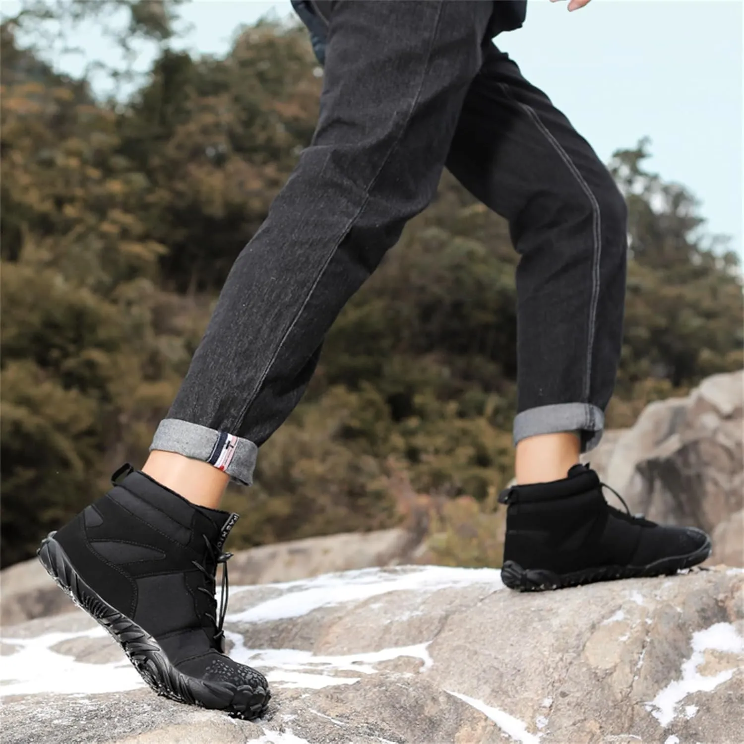 Winter Hike Barefoot boot Shoes for Women Men Waterproof Fleece warmth hiking boots Wide Toe Box Walking shoes