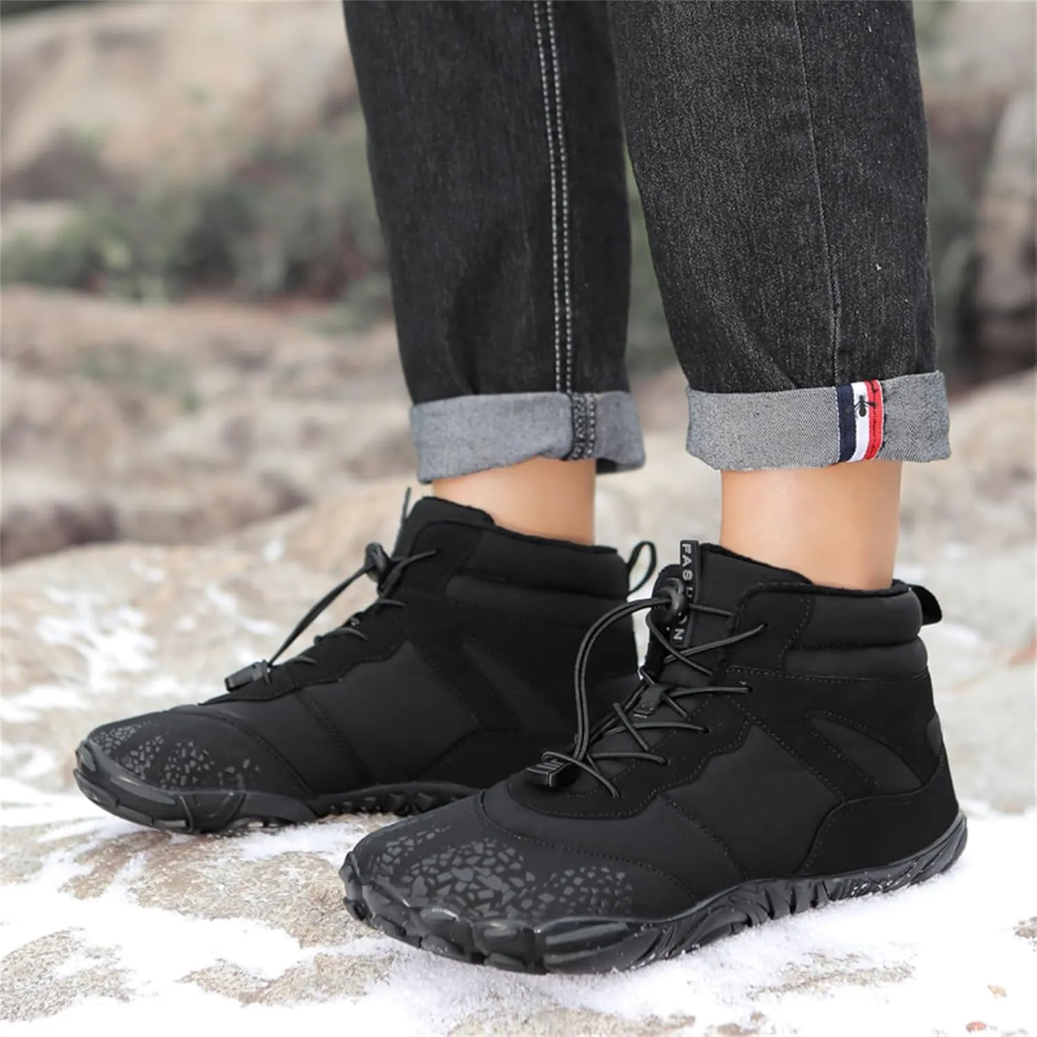 Winter Hike Barefoot boot Shoes for Women Men Waterproof Fleece warmth hiking boots Wide Toe Box Walking shoes