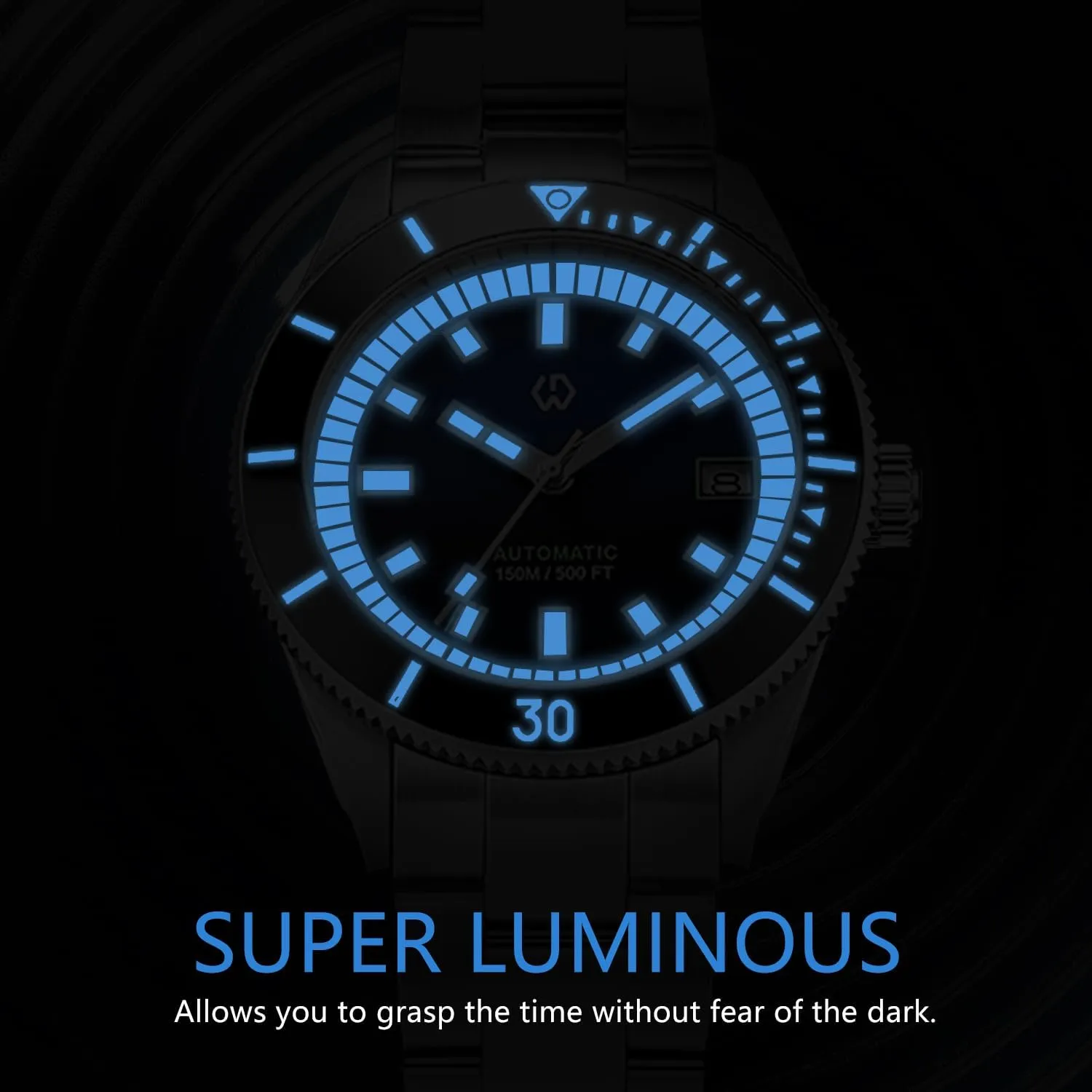 WISHDOIT Men's Watch 15ATM Diving Watch NH35 Movement Automatic Mechanical Wristwatch Hardness Sapphire Glass Comfortable Stainless Steel Band Super Luminous Watch for Men