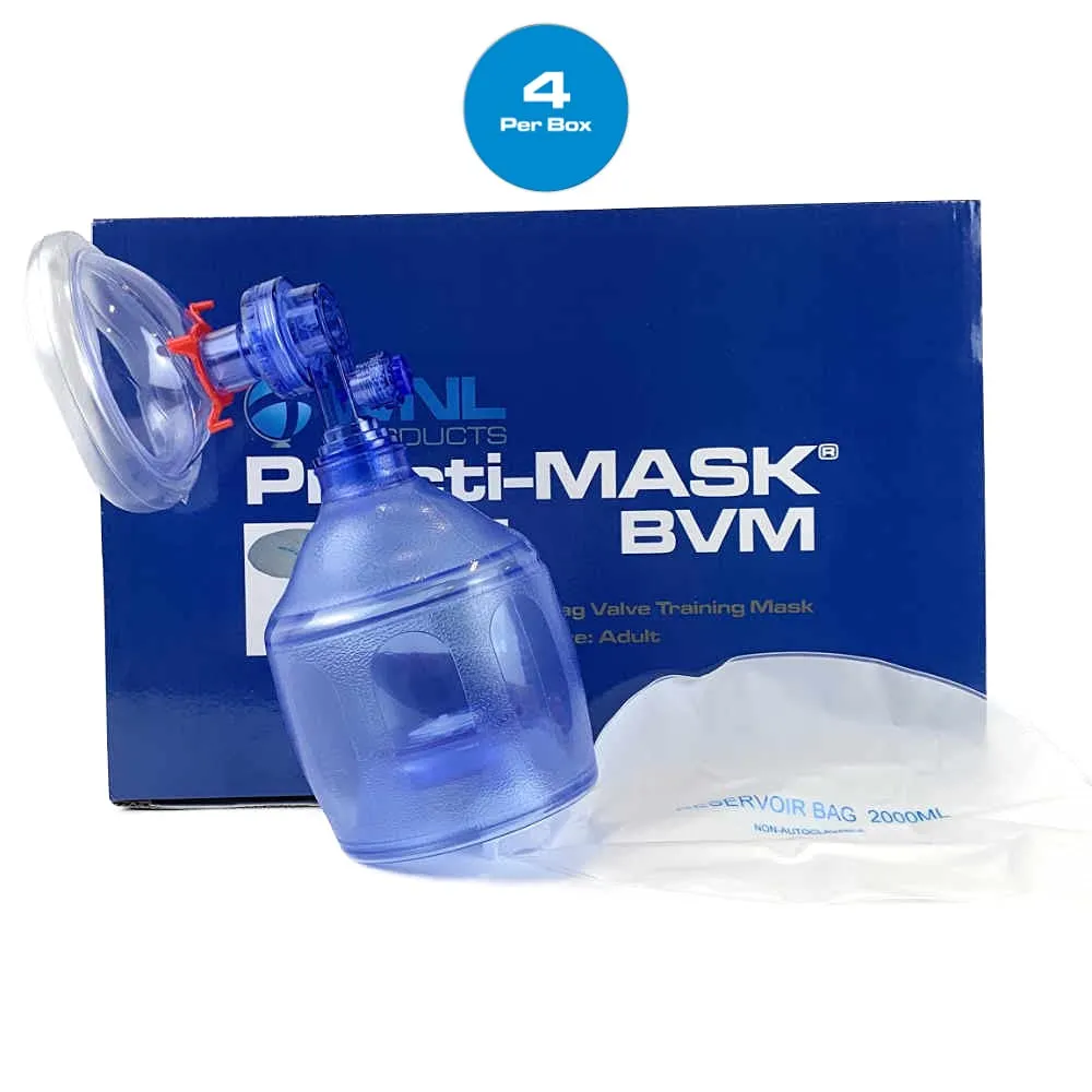 WNL Products 5000BVM Practi-Mask BVM CPR Training Includes 4 Adult/Child Practi-Masks, 4 Adult/Child Bag Valve Squeeze Bags, 4 Reservoir Bags (4 Pack)