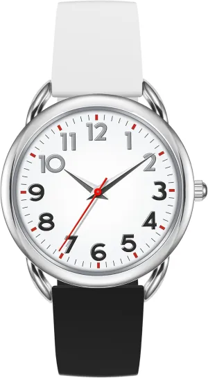 Women Watch Big Face Easy to Read Silicone Strap Watch Waterproof Watch
