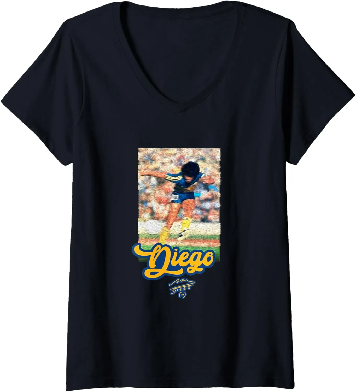 Womens Diego Maradona Boca Juniors V-Neck T-Shirt