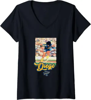 Womens Diego Maradona Boca Juniors V-Neck T-Shirt