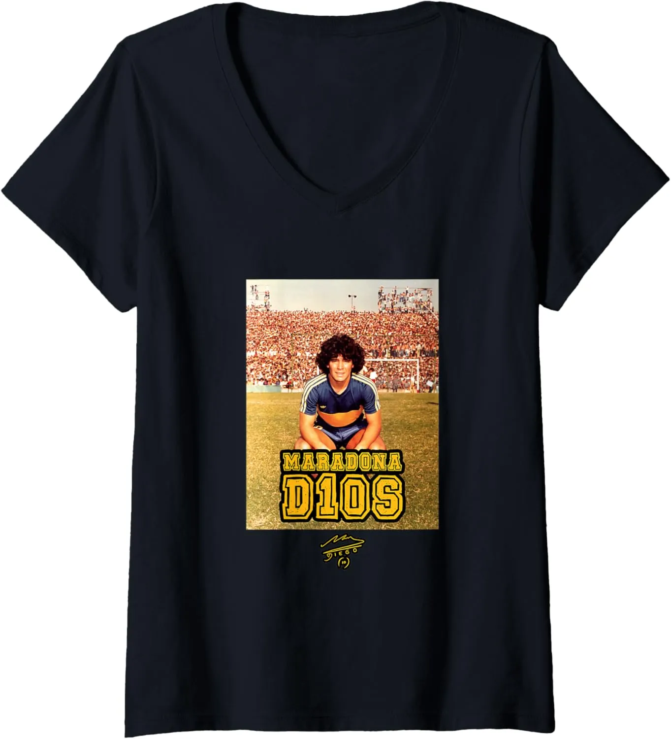 Womens Maradona D10S Boca Juniors V-Neck T-Shirt
