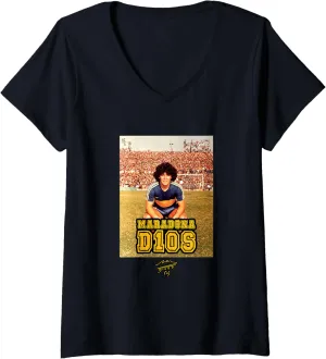 Womens Maradona D10S Boca Juniors V-Neck T-Shirt