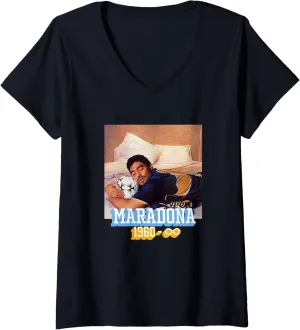 Womens Maradona Forever Boca Juniors V-Neck T-Shirt