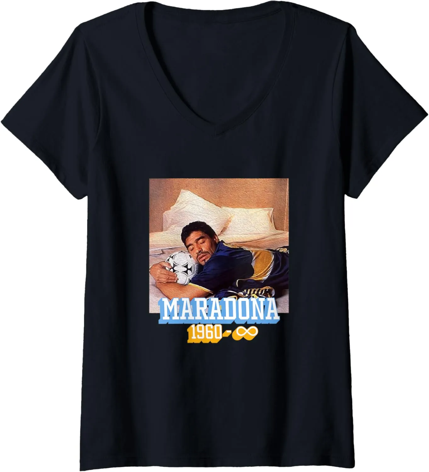 Womens Maradona Forever Boca Juniors V-Neck T-Shirt
