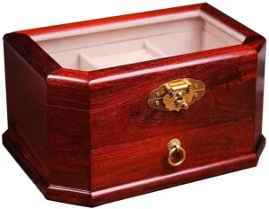 Wooden Jewelry Box for Women, 2-Drawer Storage Organizer, Solid Wood Jewelry Box with Velvet Lining, Ideal for Watches, Rings, and Necklaces