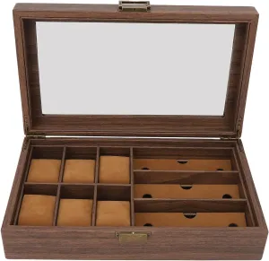 Wooden Watch Box, Solid Wood Watch Box Organizer with Glass Lid, Watch Display Case Mens Watch Box Organizer, for Men, Gift for Loved Ones