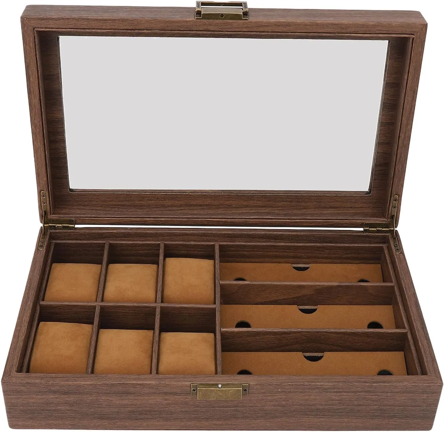 Wooden Watch Box, Solid Wood Watch Box Organizer with Glass Lid, Watch Display Case Mens Watch Box Organizer, for Men, Gift for Loved Ones