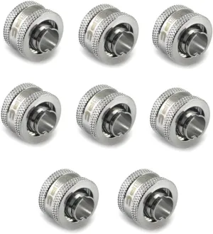 XSPC G1/4" Compression Fitting for 3/8" ID - 1/2" OD Flexible Tubing V2, Chrome, 8-pack