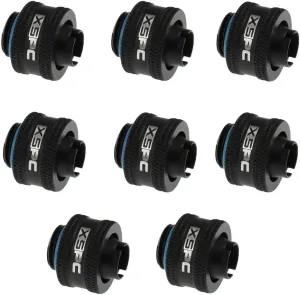 XSPC G1/4" Compression Fitting for 3/8" ID - 1/2" OD Flexible Tubing V2, Matte Black, 8-pack