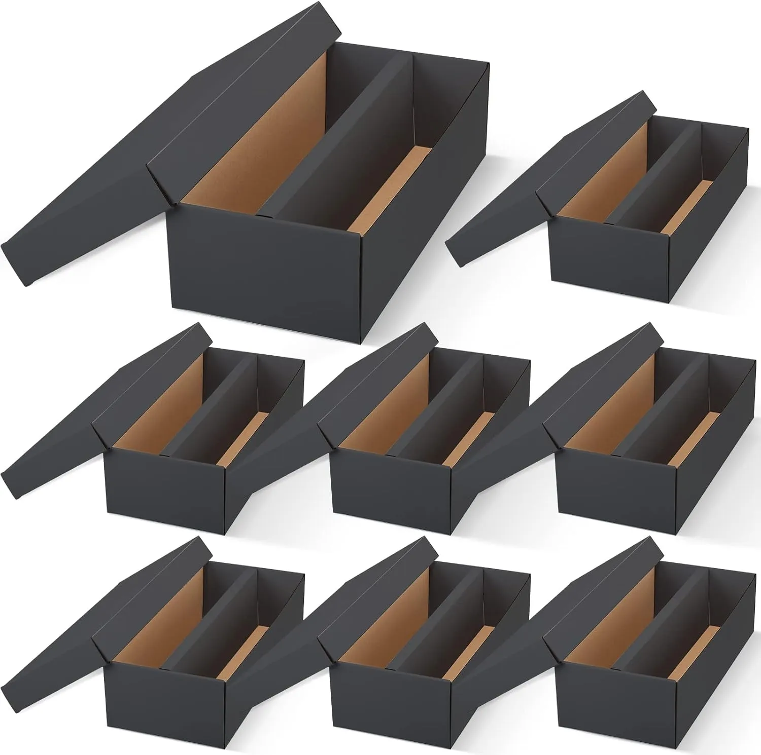 Yahenda 8 Pack Cardboard Storage Boxes Holds,1600 Standard Trading Storage Box 2 Rows for Gaming Baseball Football Basketball Hockey Sports Card Collecting Supplies(Black)