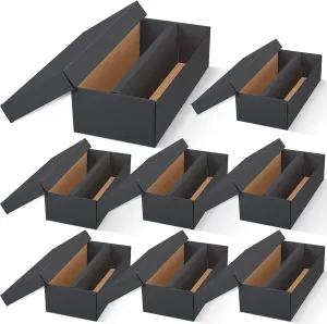 Yahenda 8 Pack Cardboard Storage Boxes Holds,1600 Standard Trading Storage Box 2 Rows for Gaming Baseball Football Basketball Hockey Sports Card Collecting Supplies(Black)