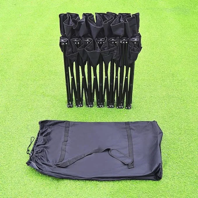 YardGrow 6 Seater Folding Team Sports Sideline Bench Chairs Folding Soccer Bench Portable Football Camp Outdoor Waterproof (Black)
