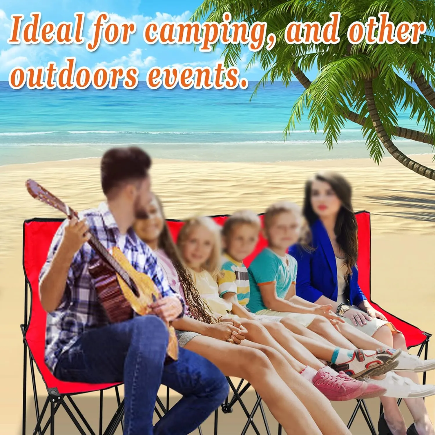 YardGrow 6 Seater Folding Team Sports Sideline Bench Chairs Folding Soccer Bench Portable Football Camp Outdoor Waterproof (Red)