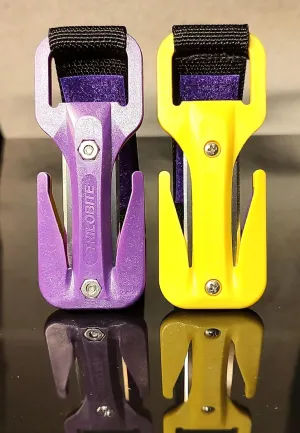 Yellow/Purple Trilobite w/Black Handle & Purple Loop in a Harness Pouch.