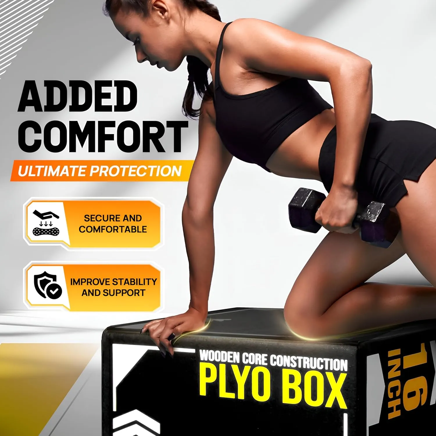 Yes4All 3-in-1 Soft-Padded Plyo Box With Wooden Core, Non-Slip Multi-Use Cushioned Plyometric Jump Box for Jumping, Conditioning, Strength Training