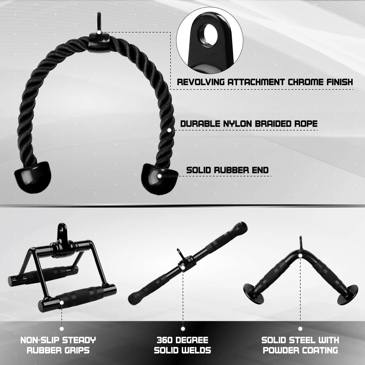Yes4All Cable Machine Attachment, Tricep Straight Bar, V Bar, LAT Pulldown Attachments/Accessories Load 880lbs for Home Gym