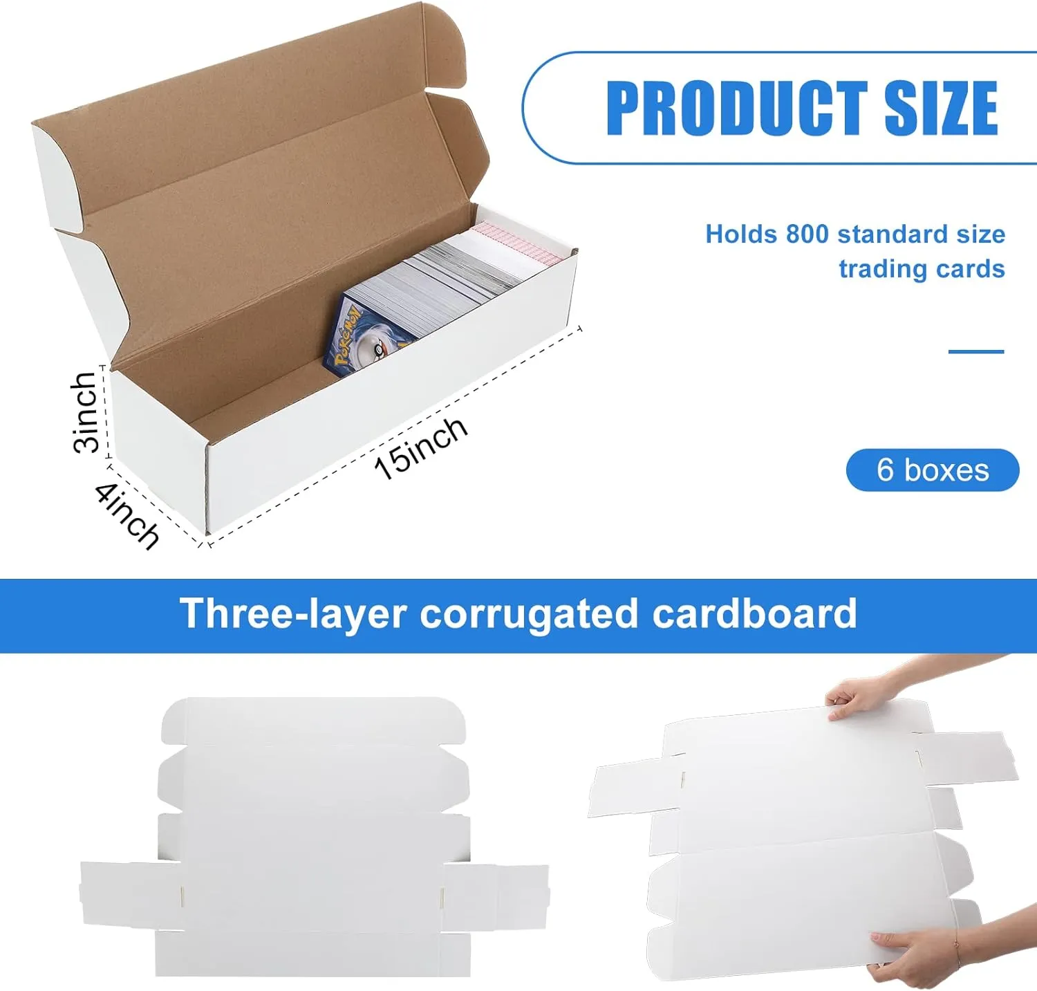 Yexiya 800 Count Storage Box Card Holders for Trading Cards Sports Note Collector Box Trading Note Organizer for Gaming Sports Collecting(6 Pcs)