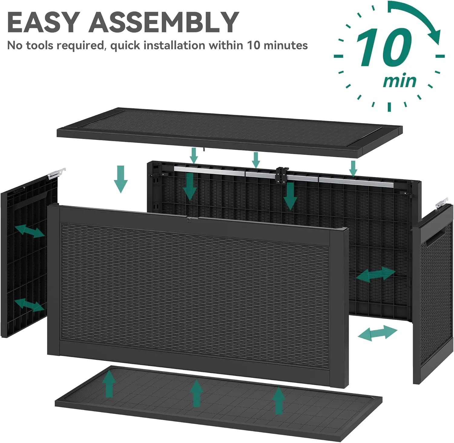 YITAHOME 260 Gallon Outdoor Storage Box, Large Water Resistant Resin Deck Box, Indoor Outdoor Lockable Storage Container for Patio, Garden, Cushions, Tools, Equipment(Black)