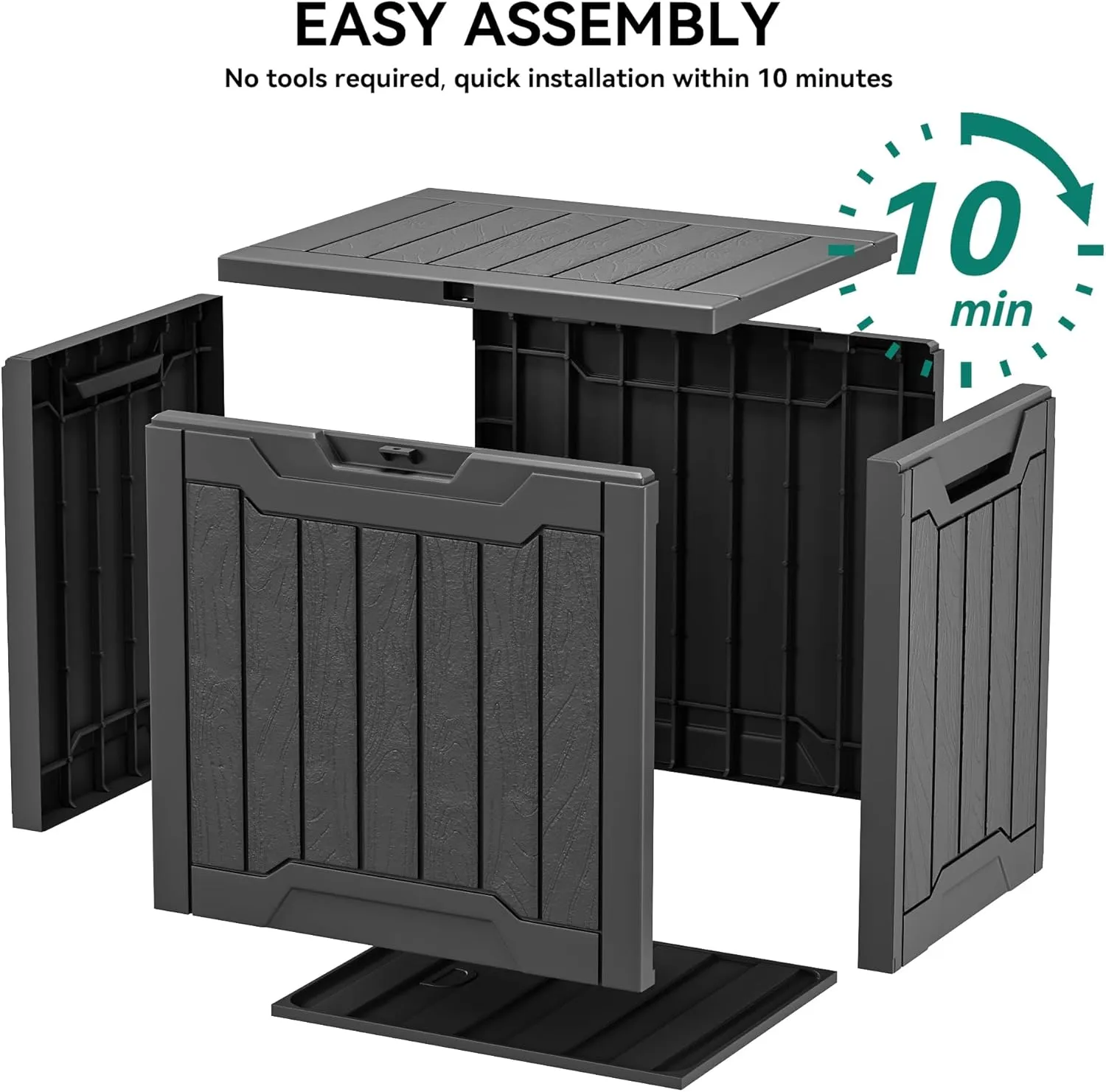 YITAHOME 31 Gallon Outdoor Storage Box, Resin Deck Box and Waterproof Package Delivery Box for Gardening Tools, Pool Supplies, Patio Furniture, Lockable, Black