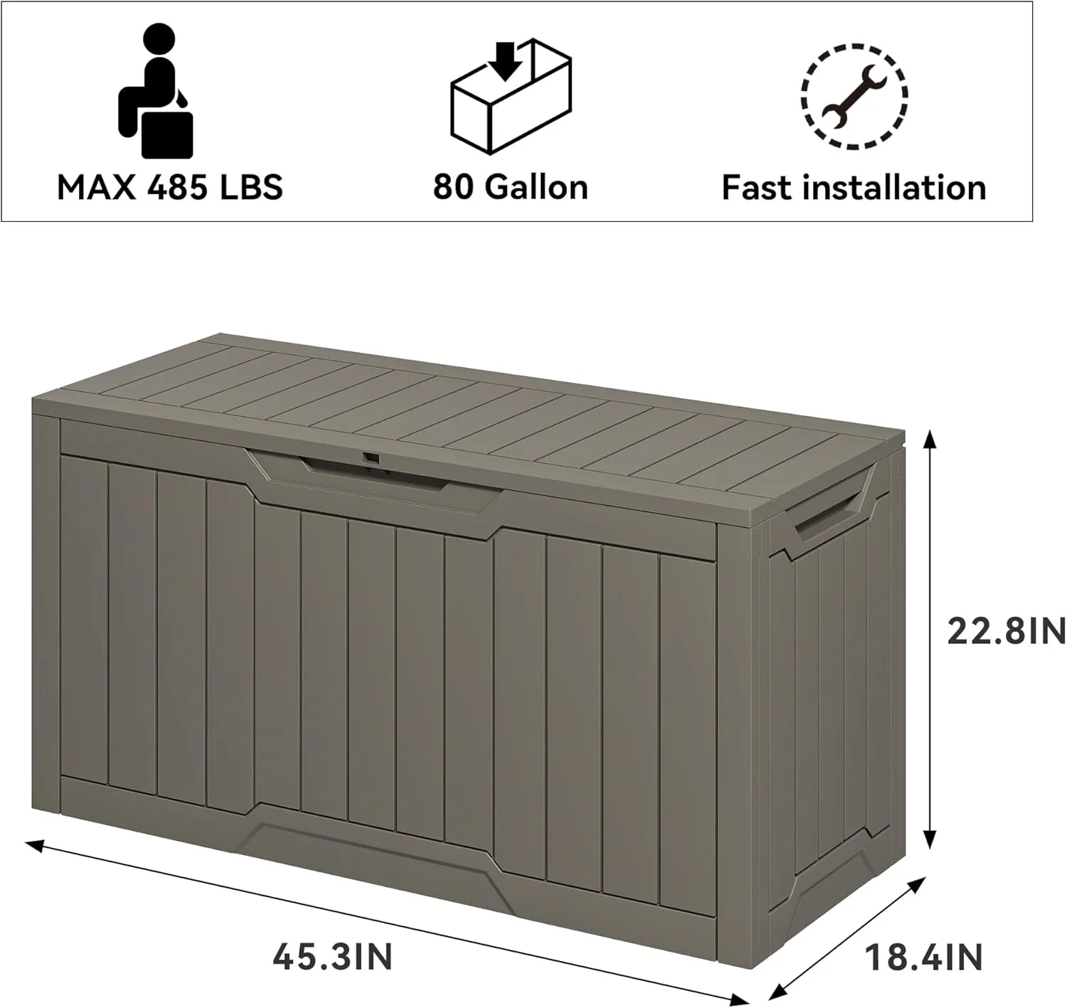 YITAHOME 80 Gallon Resin Deck Box, Outdoor Lockable Storage Box for Patio Furniture, Waterproof Patio Deck Box for Cushions, Pool Supplies, Sports Equipment and Garden Tools, Taupe