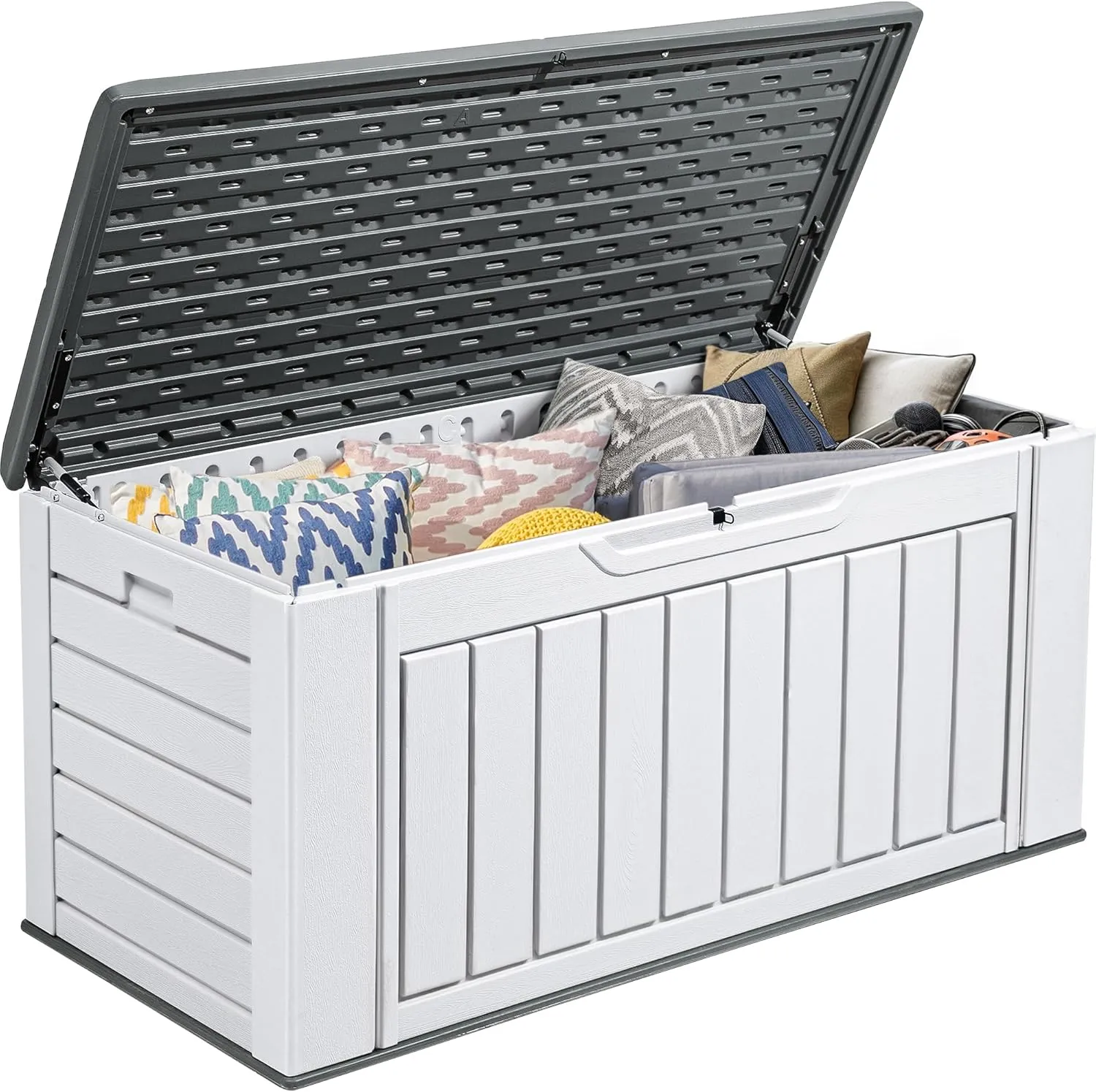 YITAHOME Extra Large 160 Gallon Spacious Deck Container, Waterproof Outdoor Storage Chest for Patio Furniture Pillows, Gardening Equipment, Pool Accessories, Secure Locking Mechanism, Sleek Light Gray