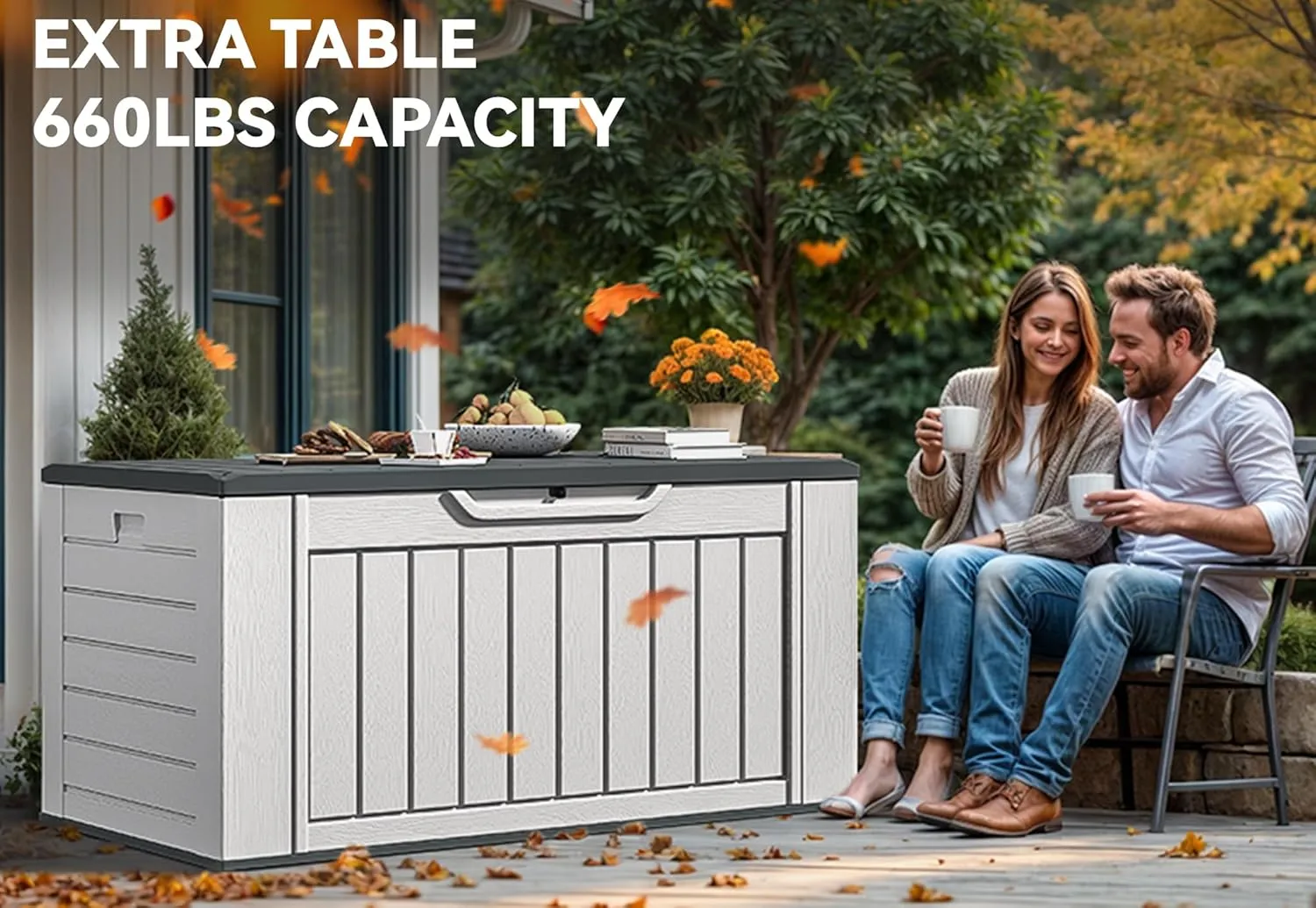 YITAHOME Extra Large 160 Gallon Spacious Deck Container, Waterproof Outdoor Storage Chest for Patio Furniture Pillows, Gardening Equipment, Pool Accessories, Secure Locking Mechanism, Sleek Light Gray
