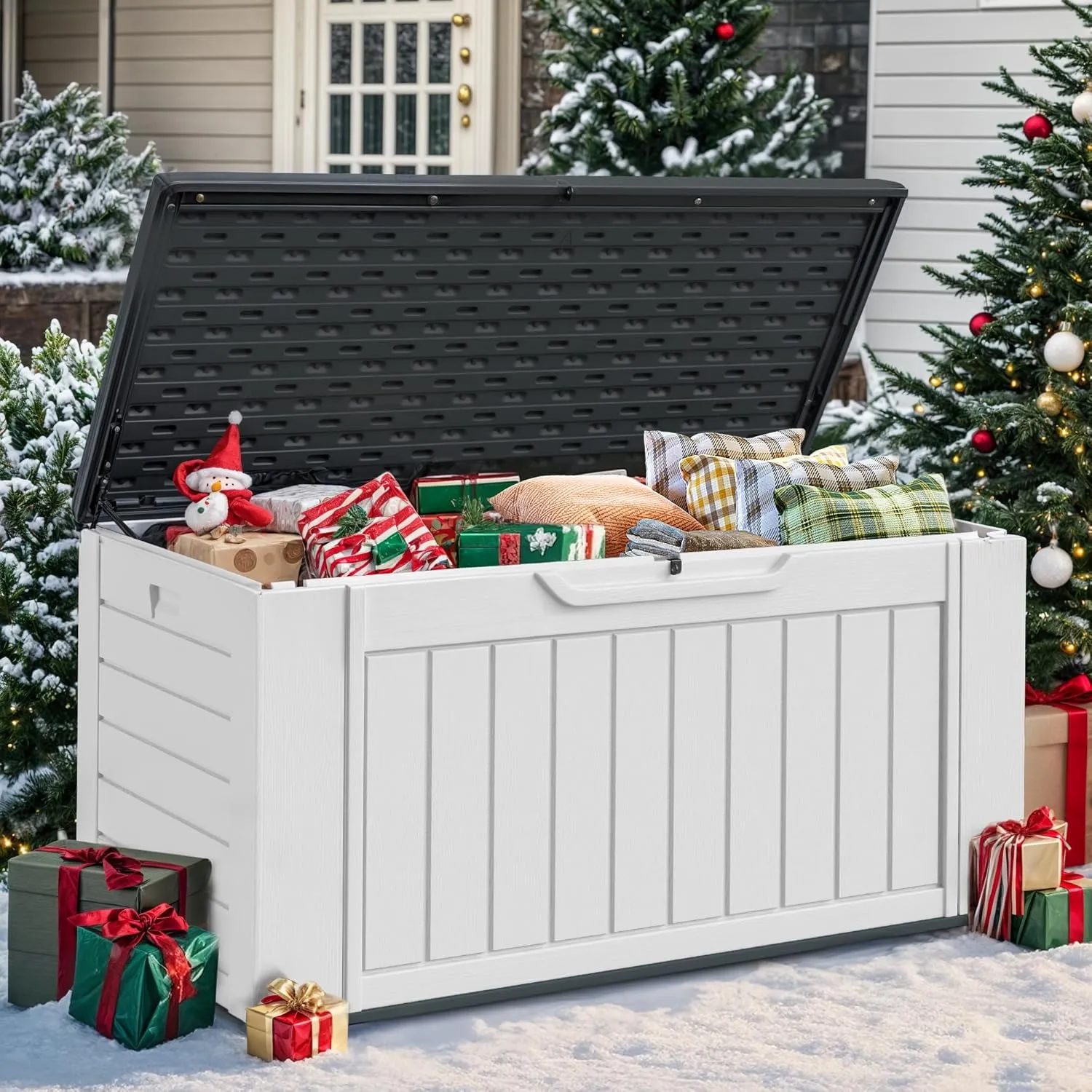 YITAHOME Extra Large 160 Gallon Spacious Deck Container, Waterproof Outdoor Storage Chest for Patio Furniture Pillows, Gardening Equipment, Pool Accessories, Secure Locking Mechanism, Sleek Light Gray