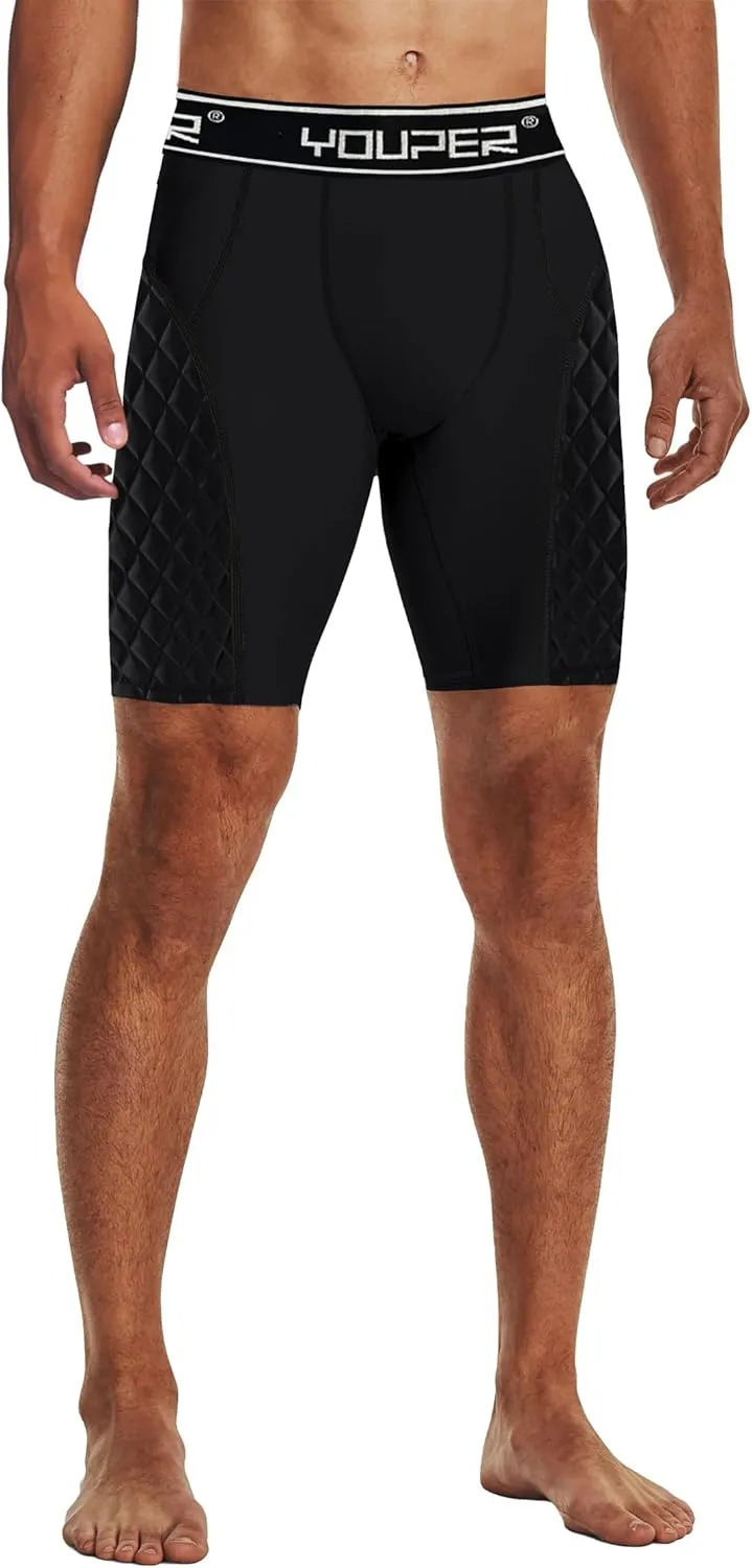 Youper Adult Elite Compression Padded Sliding Shorts w/Cup Pocket for Baseball, Football