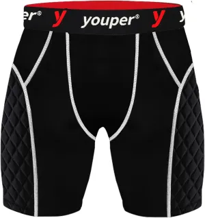 Youper Adult Elite Compression Padded Sliding Shorts w/Cup Pocket for Baseball, Football