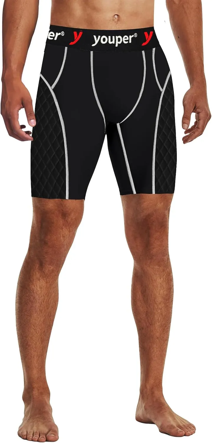 Youper Adult Elite Compression Padded Sliding Shorts w/Cup Pocket for Baseball, Football