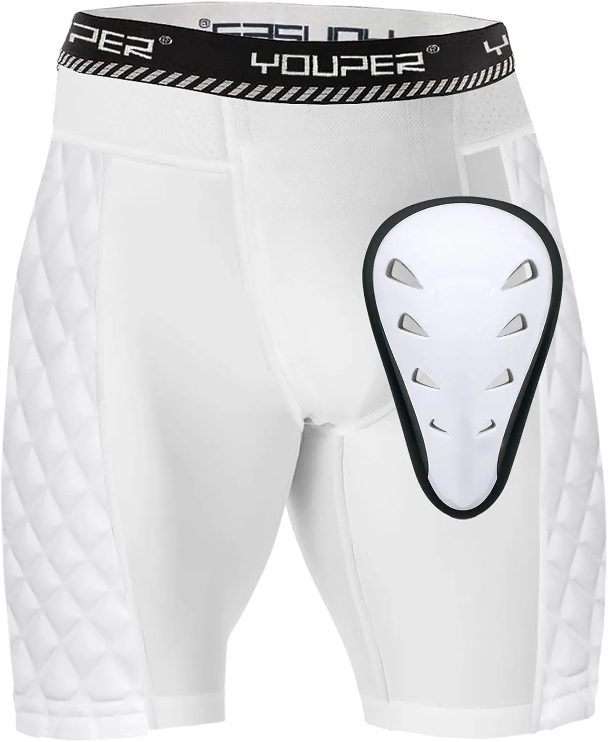 Youper Adult Elite Compression Padded Sliding Shorts w/Protective Athletic Cup for Baseball, Football