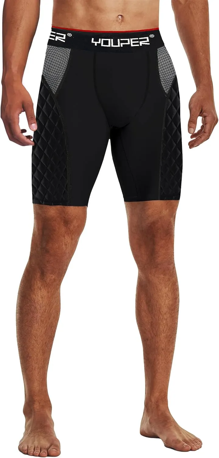 Youper Adult Elite Compression Padded Sliding Shorts w/Protective Athletic Cup for Baseball, Football