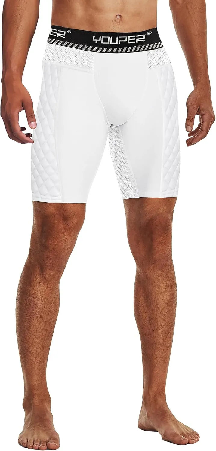 Youper Adult Elite Compression Padded Sliding Shorts w/Protective Athletic Cup for Baseball, Football