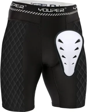 Youper Adult Elite Compression Padded Sliding Shorts w/Protective Athletic Cup for Baseball, Football