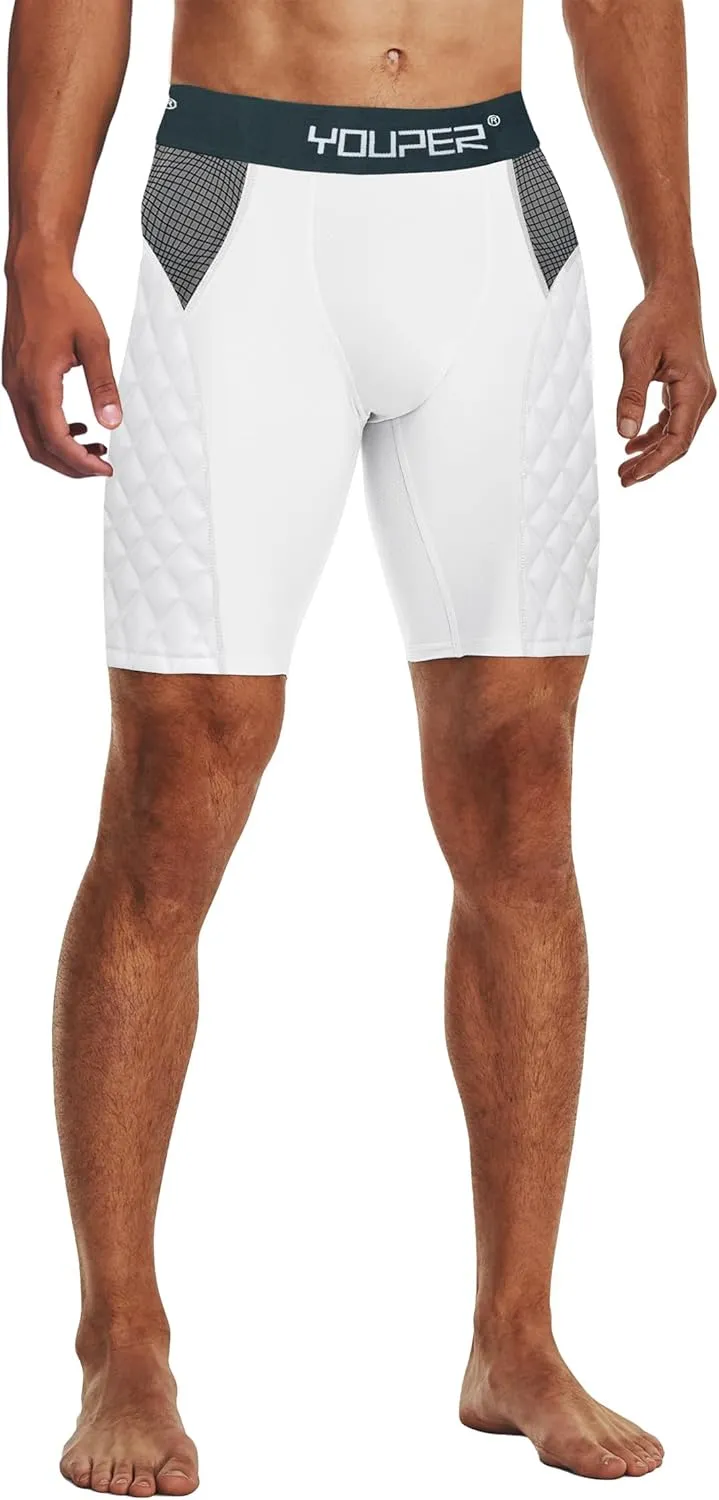 Youper Adult Elite Compression Padded Sliding Shorts w/Protective Athletic Cup for Baseball, Football