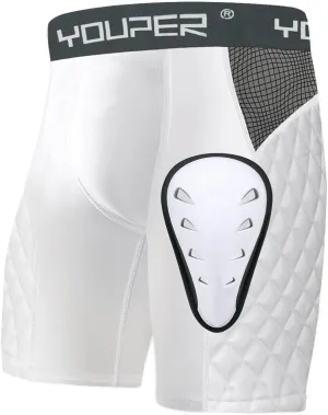 Youper Adult Elite Compression Padded Sliding Shorts w/Protective Athletic Cup for Baseball, Football