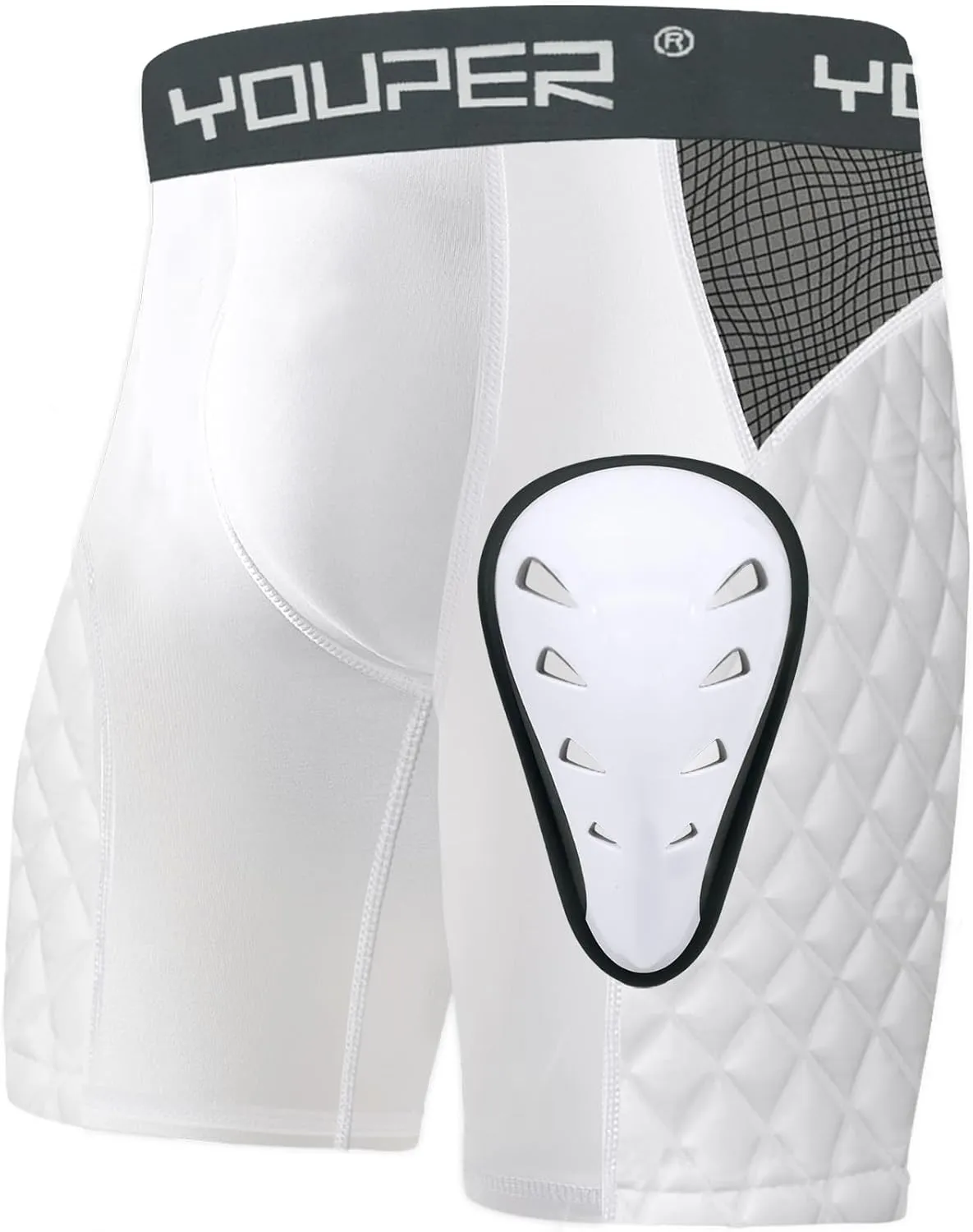 Youper Adult Elite Compression Padded Sliding Shorts w/Protective Athletic Cup for Baseball, Football