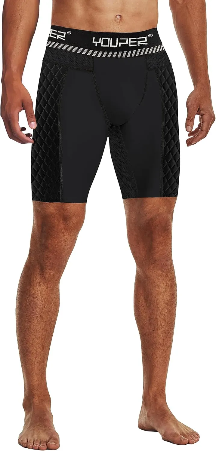 Youper Adult Elite Compression Padded Sliding Shorts w/Protective Athletic Cup for Baseball, Football
