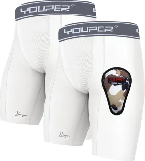 Youper Boys Athletic Supporter, Compression Shorts w/Soft Protective Athletic Cup, Youth Sizes