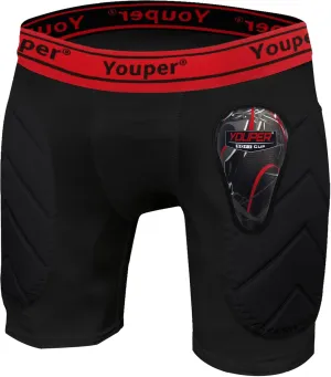 Youper Boys Youth Padded Sliding Shorts with Soft Protective Athletic Cup for Baseball, Football, Lacrosse