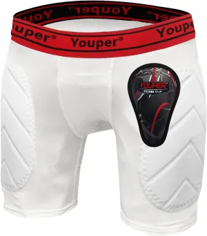 Youper Boys Youth Padded Sliding Shorts with Soft Protective Athletic Cup for Baseball, Football, Lacrosse