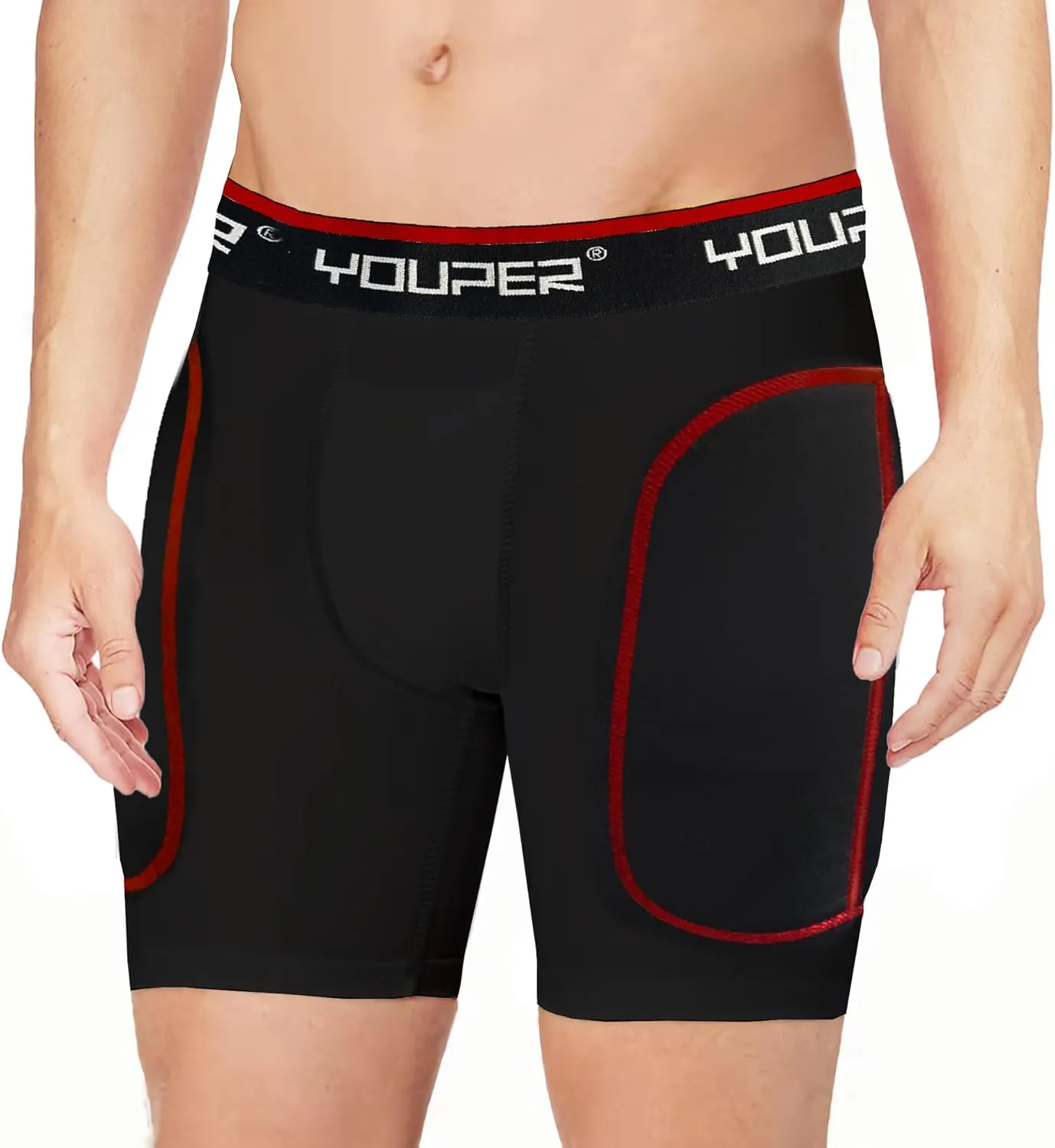 Youper Boys Youth Padded Sliding Shorts with Soft Protective Athletic Cup for Baseball, Football, Lacrosse