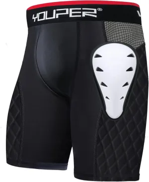 Youper Youth Boys Padded Sliding Shorts with Elite Protective Cup for Football, Baseball & Hockey