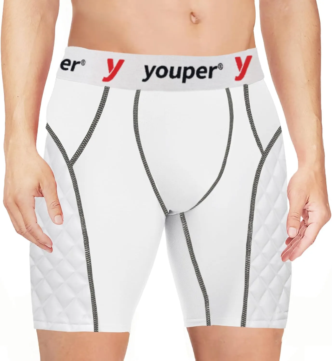 Youper Youth Elite Compression Padded Sliding Shorts w/Cup Pocket for Baseball, Football