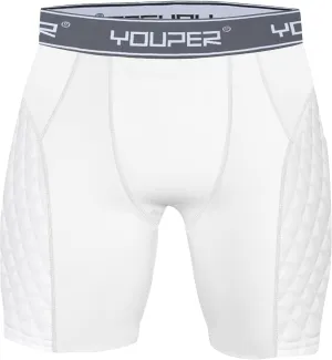 Youper Youth Elite Compression Padded Sliding Shorts w/Cup Pocket for Baseball, Football