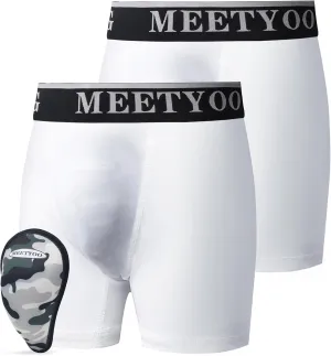 Youth Boys Athletic Compression Sliding Shorts with Soft Cup Pocket for Baseball Football Lacrosse Hockey